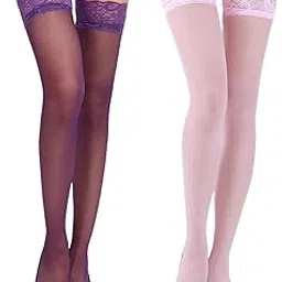 neska moda Women & Girls 2 Pair Nylon Transparent Thigh High Stockings/Tights-STK81andSTK152-picture-11