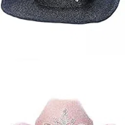2x Cowboy Hat Western Style Cap Travel Dress Clothing Party Black and Pink|Clothing, Shoes & Accessories | Womens Accessories | Hats-image-9