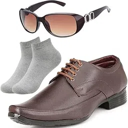 vitoria Comfortable l Men Black Lace Formal Shoes with Light Gray Socks & Women Black Gaga Brown-picture-14