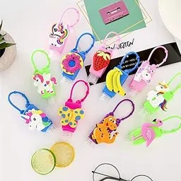 KIDOS JOY™ Cute Funky Cartoon Character silicone holder with Empty bottles used as Hand sanitizer , oil, shampoo / best for School Going Kids/Birthday Favor/ best for outside travelling (Pack of 2 - Random Design )-image-5