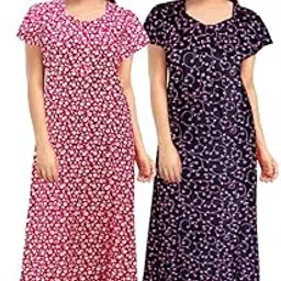 Lorina Women Casual Wear Printed Cotton Multicolor Free Size Nighty/Night Gown_Combo_12-picture-11