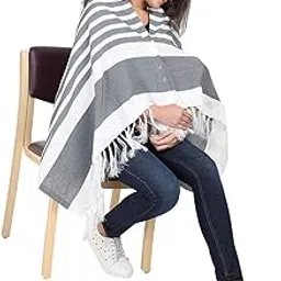 Lulamom Nursing Cover for Breastfeeding|Feeding Cover|for Women, Mother, Nursing Mom|Feeding Apron|Breathable Cotton Shawl Fabric|Shape Changing Poncho (Navy)-1,1 Count-image-17