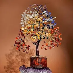 Happy Murti Crystal Tree of Life 7 Chakra Healing and Vastu Home Decor Show Piece, Office Desk Decor, Living Room Decor, Handmade Bonsai for Positive Energy & Good Luck Gift (300 Beads)-picture-12