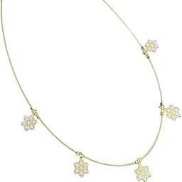 navrabeads AD Flower Pendant on Invisible Wire, Elegant Pearl White Necklace for Women, Stylish Jewelry for Weddings, Parties & Everyday Sophisticatione-picture-12