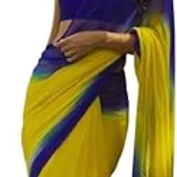 nirlabh Dual-Tone Yellow Blue Georgette Printed Saree for Daily & Festive Look-picture-30