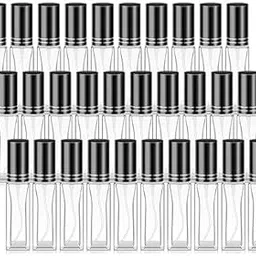 Hunky Dory 24pcs 8ml Sqaure Transparent Empty Glass Pen Spray Bottle Refillable With Black Pump And Black Cap Toner, Perfume, Attar, Lotion, Moisture,Bottles-picture-50