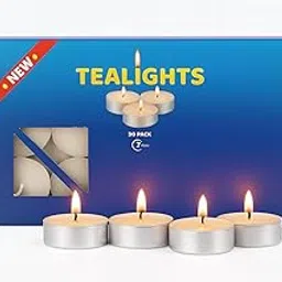 Tealights White Unscented Candles, 30 Pack, Long Burning Tea Light Candles for Home Decor, Parties-picture-10