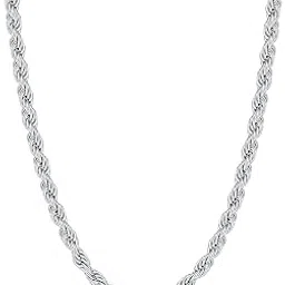 3mm Rope Chain Necklace for Men, Silver Tone Men Chain Necklace, Stainless Steel Chain for Men Women Boys-image-0
