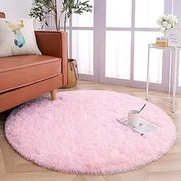 RENTOOR_Soft Fluffy Shag Area Rugs for Living Room, Shaggy Floor Carpet for Bedroom, Girls Carpets Kids Home Decor Rugs, Cute Luxury Non-Slip (Pink 2x2 Feet)-image-12