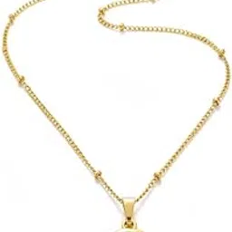gemgleam Elegant Gold-Toned Tulip Pendant Necklace with Beaded Chain, White Enamel Inlay-picture-55