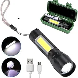 AmigozZ High Power USB Rechargeable Long Range Led Torch Light with 3 Adjustable Modes Zoom in Flashlight with Hanging Rope for Torch Keychain (Black, Pack of 1, Aluminum)-image-23
