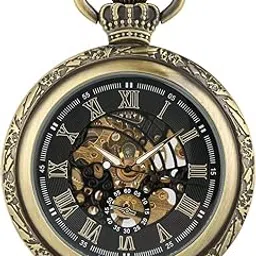 carrie hughes Men's Vintage Steampunk Open Face Hand Wind Mechanical Pocket Watch with Chain in Box CHPW16B, CHPW16B, retro, fashion, casual, business, steampunk-picture-46