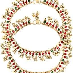 Gold Opulence Madhura Temple Anklets For Women|Gold Anklets|Wedding|Ethnic|South Indian|Stylish|Valentine's Day Gift|Gift For Women & Girls|-image-32