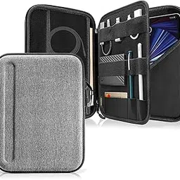 ProElite Hard Shell Tablet Sleeve Case 12" to 13" Tablets for Galaxy Tab S7+/S8+/S9+/S7 FE, Apple iPad Pro 12.9, Lenovo Tab P12, Microsoft Surface Pro 4/5/6/7/8/9, with Accessories Compartment, Grey image 1