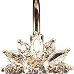 mastyle Full Diamond Zircon Flower Belly Button Ring | Titanium Steel Navel Piercing Jewelry for Women-picture-51
