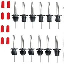 NJ Pourers Speed Pourer Liquor Bottle Pourers and Vinegar Tapered Spout for Restaurant,Bar,Pub,Club,Hotel and Kitchen Use with Red Dust Caps and spout Cleaning Brush: 12 Pcs Set-picture-57