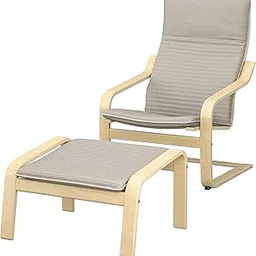 IKEA POÄNG Armchair and Footstool, Birch Veneer/Knisa Light Beige-picture-10
