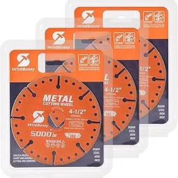 Diamond Cutting Wheel 4-1/2 Inch (3PCS) with 7/8" Arbor Hole, Metal Cut Off Disc with 5000+ Cuts on Rebar, Steel, Iron and INOX-image-0