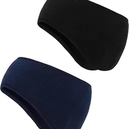 magic 2 Pieces Ear Warmer Headbands Fleece Winter Headbands for Adult Kids Winter Using (Black, Navy Blue)-picture-47