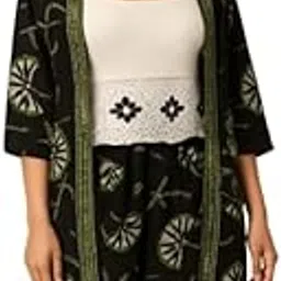 ekada Premium Women’s Printed Black Co-Ord Set | Stylish Long Shrug with Crop Top & Wide-Leg Pants | Elegant Rayon Three-Piece Set for Casual Wear-picture-40