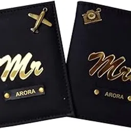 giftsclub Mr & Mrs EcoLeather Couple Passport Cover (Black)-picture-30