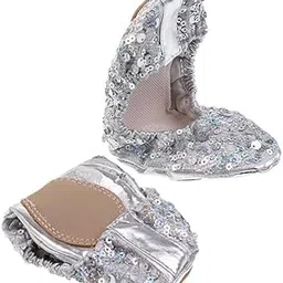 Belly Dance Shoes Soft Soles Dance Performance Shoes with Sequins M Silver|Clothing, Shoes & Accessories | Dancewear | Adult Dancewear | Belly Dancing-image-3