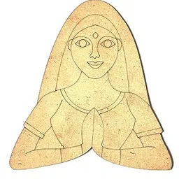 Adikala MDF Traditional Rajasthani Decorative Padharo Sa Welcome Women Cutout With Engraving Design for DIY-5.Inch (1)-picture-11