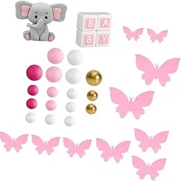 THE STYLE SUTRA Elephant Cake Toppers Set Baby Letters Party Supplies for Party Boys Wedding Pink-picture-15