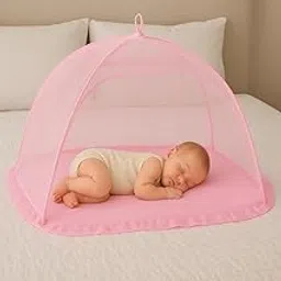 Pink Mosquito Net for Newborn – Foldable, Washable, Portable Tent-Style Crib for 0-12 Months | Travel Sleeping Protection, Lightweight Cot Cover-picture-39