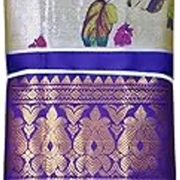 sree kumaran Women's Hand Painted Kalamkari Kanchipuram Silk Pattu Sarees With Blouse-picture-13