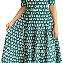 nerksre Women’s Rayon Fabric Short Sleeve Long Anarkali Gown Dress for Daytime Vacation & Summer Outings-picture-34