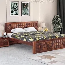 AADITYA WOODS Solid Sheesham Wood Queen Bed Cot Without Storage | Wooden Bed for Bedroom | Multipurpose Use Cot Palang Diwan (Honey q3, Queen) (82x64x41 inch)-picture-48