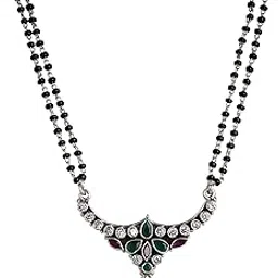 925 Sterling Silver Mangalsutra Necklace, Adya Jadau Multistone Fine Mangalsutra,Well Stamped With 925,Handcrafted Oxidized Sterling Silver Mangalsutra, Gift For Her For Womens-image-16