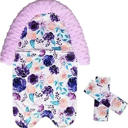 Baby Head Support and Strap Covers for Car Seat,Minky Infant Carseat Headrest for Newborn, Infant Car Seat Insert Cushion for Strollers,Swing (Purple)-picture-21