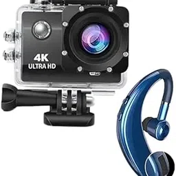 Drumstone Combo Pack of 2 Items- Touch Screen Sports Action Camera, 4K Waterproof Sport Camera,170 Degree Wide Angle WiFi HD Cam, 16MP with On Ear Bluetooth Wireless S109 Headphones for Running-picture-29
