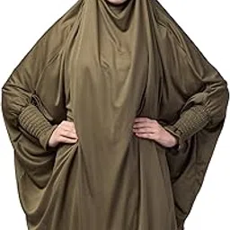 nazneen Ready to Wear tie at back smoking at wrist with Naqab instant Khimer Prayer hijab For Hajj and Umrah-picture-34