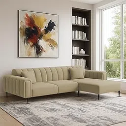 BRAXTON Allen RHS 4 Seater Sofa Set L Shape Modern Sofa Set for Living Room (Cream Color Fabric)-image-79
