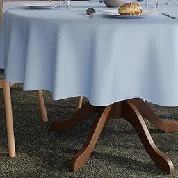 Encasa XO Dining Table Cover for 4 Seater | 140 cm-Round | Water-Repellent Polyester Fabric Table Cloth | Blue Color | Machine Washable-image-54