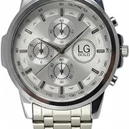 lg gold Stylish Men's Watch | Silver Color Wrist Watch | Chain | Stainless Steel Watch | Dial Off - White Color tachymeter Pattern-picture-41