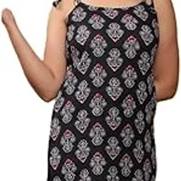 bombay speed Women's Floral Print Rayon Cami Top, Black with Pink Lilies, Sleeveless Tunic-picture-39