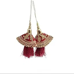 primefair Hand Made Women Fabric Ethnic Hanging Tassel and latkan for Blouse Saree, Small -Set of-2-picture-47