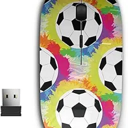 2.4G Ergonomic Portable USB Wireless Mouse for PC, Laptop, Computer, Notebook with Nano Receiver (White Soccer Balls)-image-47