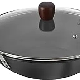 Amazon Brand - Solimo Hard Anodized Aluminium Kadhai with Induction Base, Black, 30cm image 1