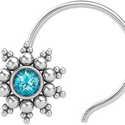 JSAJ STONE WIRE NOSE PIN SILVER SUN DESIGN ROUND NOSE PIN-image-26
