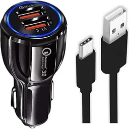 30W Car Charger for Mahindra Thar LX 4-Str Hard Top Diesel Original QC Adapter Type C 3.0A High Speed Fast Smart DualPort with 1m Type-C Charging & Sync Cable (Black, VT.L5)-picture-24