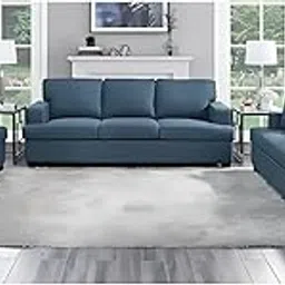 Homeify Foster Wooden 8 Seater 3+3+2 Fabric Sofa Set for Living Room (Premium Velvet,Blue)-image-0