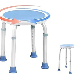 VEAYVA Shower Bath Bench Stool 360 Degree Rotating Medical Tool-Free Assembly Adjustable Swivel | Anti-Slip Rubber Tips for Safety and Stability image 1