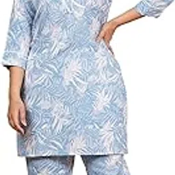 heerali fashion Women's Cotton Blend Regular Fit Printed Design Collar Neck Full Sleeves Shirt and Pant Co-Ord-Set-picture-29