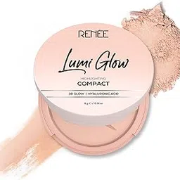 RENEE Lumi Glow Highlighting Compact - Satin Beige| Medium Coverage, Dewy Finish, 3D Glow | Blurs Pores & Uneven Skin Tone | With Hyaluronic Acid & Vitamin E | 9 g-picture-37
