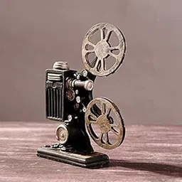 Spiaty Synthetic Resin Vintage Style Film Projector Decorative Model for Home Living Room, Black Metal, Retro Home Cinema Decor-picture-18